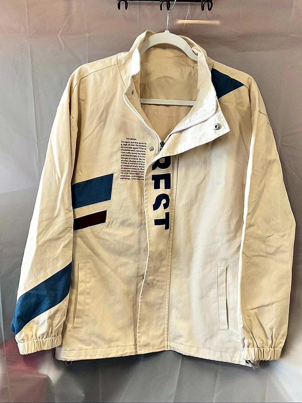 Aelfric Eden REST Graphic Windbreaker Jacket Cream & Blue